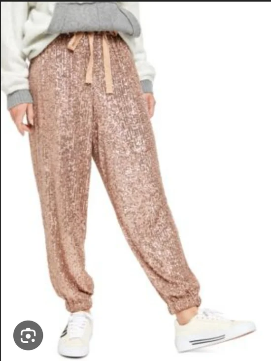 Free People Sequin Tan Joggers - Picture 8 of 8